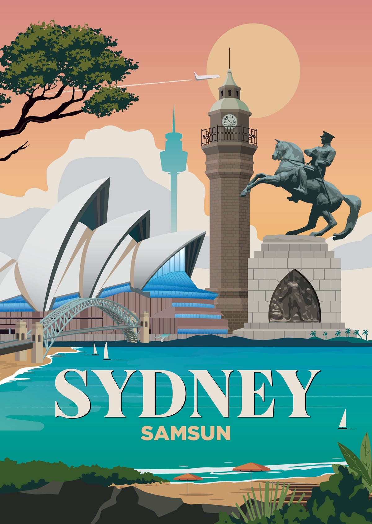 Sydney x Samsun city skyline wall art print