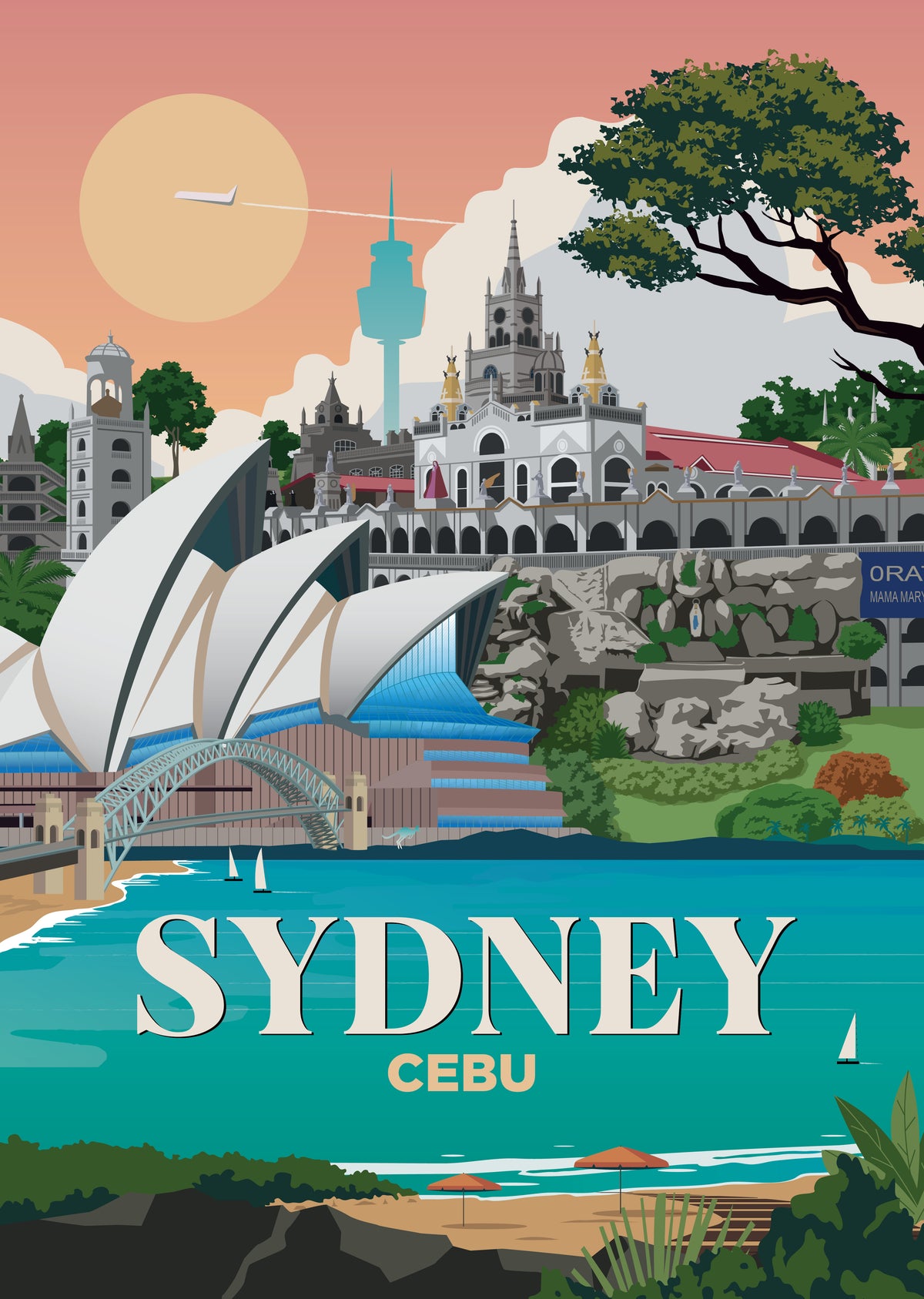 Sydney x Cebu city skyline wall art print