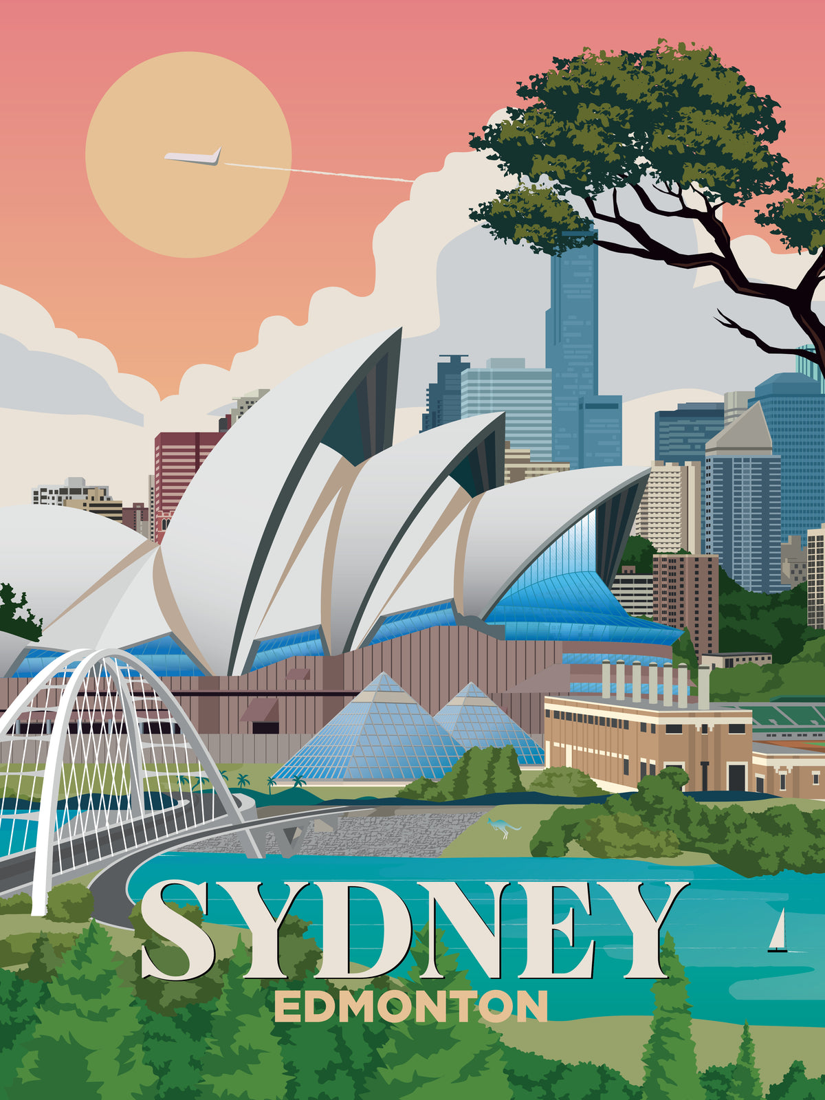 Sydney x Edmonton city skyline wall art print